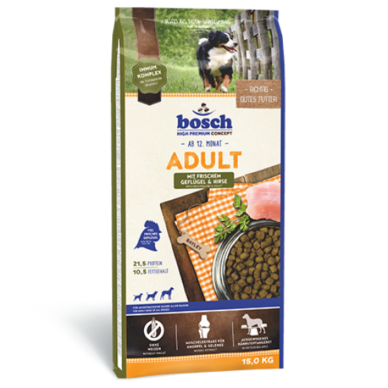 BOSCH ADULT CHICKEN & MILLET (ПИЛЕШКО и просо) (15 kg)