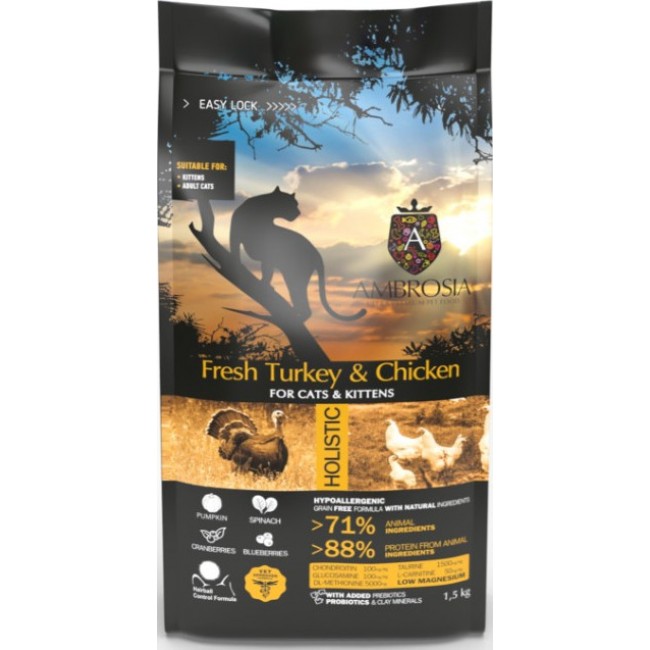 AMBROSIA GRAIN FREE KITTEN FRESH TURKEY & CHICKEN (5 kg)