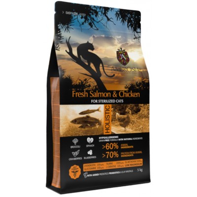 AMBROSIA GRAIN FREE CAT STERILIZED FRESH SALMON & CHICKEN (5 kg)