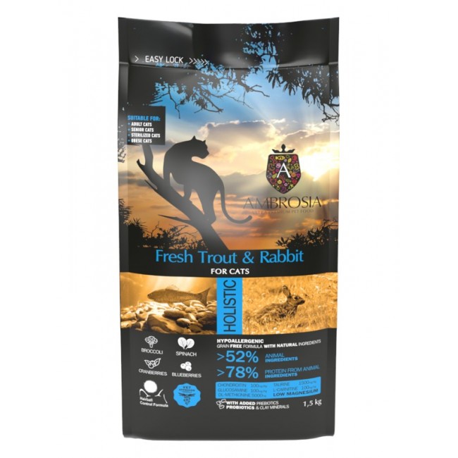 AMBROSIA GRAIN FREE CAT ADULT FRESH TROUT & RABBIT (5 kg)