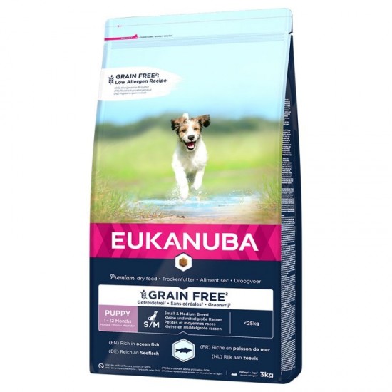 EUKANUBA GRAIN FREE PUPPY&JUNIOR SMALL&MEDIUM BREED OCEAN FISH (12 kg)