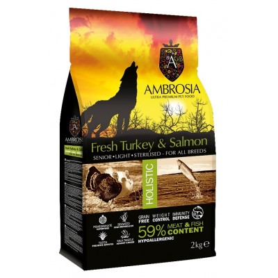 AMBROSIA GRAIN FREE DOG SENIOR LIGHT STERILISED FRESH TURKEY & SALMON (12 kg)