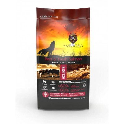 AMBROSIA GRAIN FREE DOG ADULT BEEF & FRESH SALMON (12 kg)
