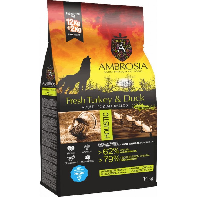 AMBROSIA GRAIN-FREE DOG ADULT FRESH TURKEY & DUCK (12 kg)